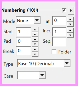 Screenshot of the numbering tool in Bulk Rename Utility.